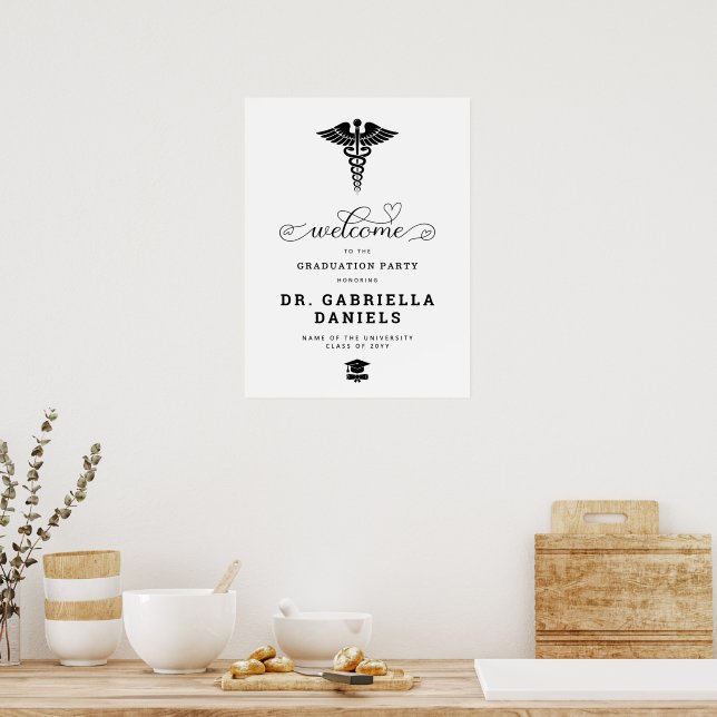 Affiche Bienvenue à la remise des diplômes de l'école de m (Cuisine)