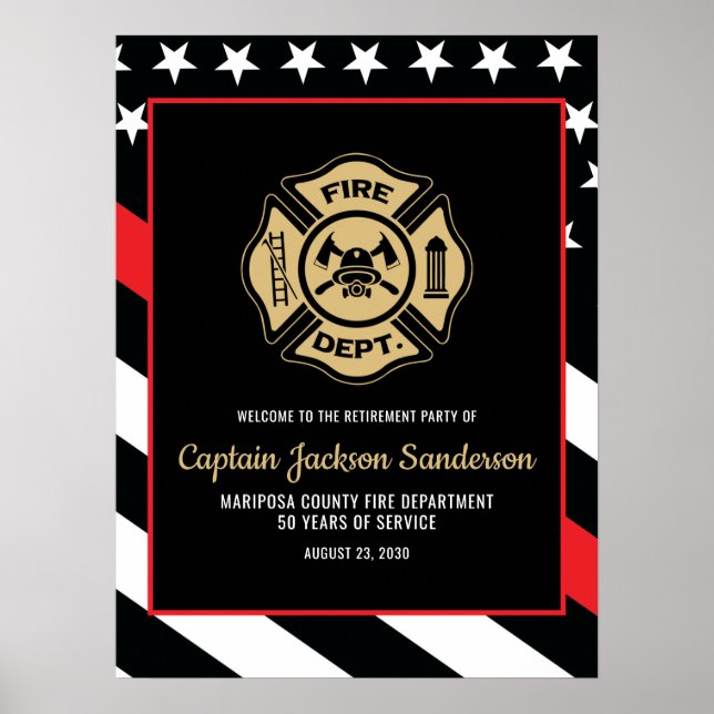 Affiche Bienvenue à la retraite des pompiers du service d' (Devant)