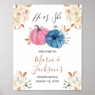 Affiche Bienvenue à la révélation du sexe du bébé Citrouil