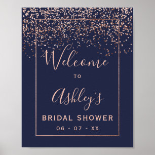 Affiche Bienvenue à la soirée de douche de mariée bleu mar