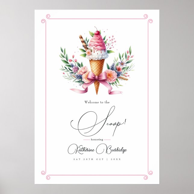 Affiche Bienvenue à la Soirée de Fiançailles Scoop Ice Cre (Devant)
