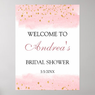 Affiche Bienvenue à la soirée de mariage à paillettes d'or