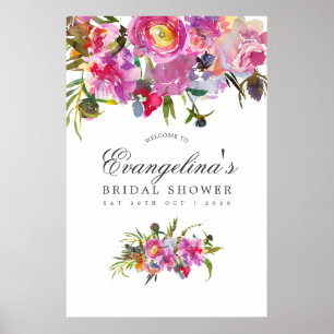 Affiche Bienvenue à la soirée de mariage Vintage Pink Peon