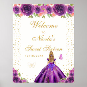 Affiche Bienvenue à la Sweet Sixteen aux Cheveux Blonds Vi