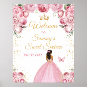 Affiche Bienvenue à la Sweet Sixteen de la Princesse à Pea