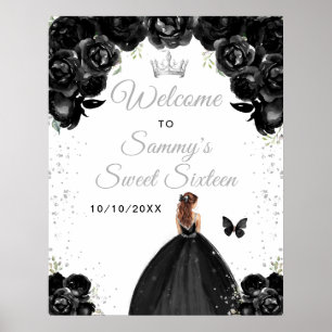 Affiche Bienvenue à la Sweet Sixteen Princesse aux Cheveux