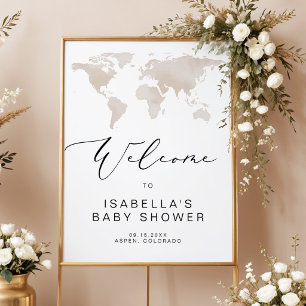 Affiche Bienvenue à l'anniversaire de bébé CARMEN Map Trav