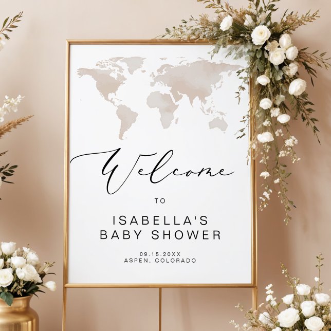 Affiche Bienvenue à l'anniversaire de bébé CARMEN Map Trav (Créateur téléchargé)