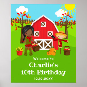 Affiche Bienvenue à l'anniversaire de la ferme d'automne F