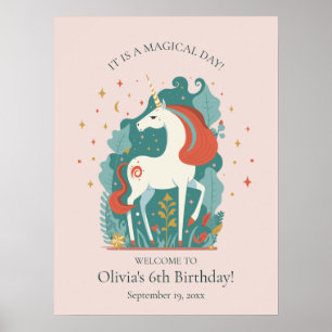 Affiche Bienvenue à l'anniversaire de la licorne magique
