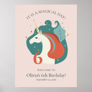 Affiche Bienvenue à l'anniversaire de la licorne magique