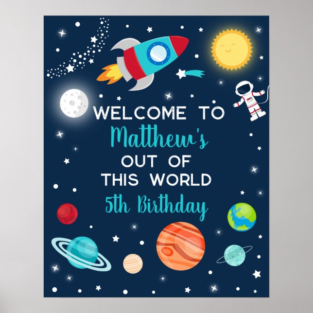 Affiche Bienvenue à l'anniversaire de l'astronaute (Devant)