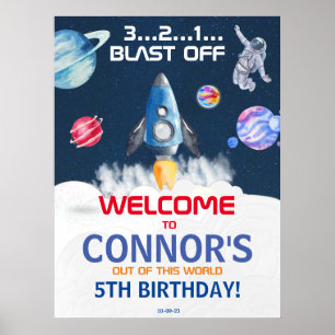 Affiche Bienvenue à l'astronaute de la fête