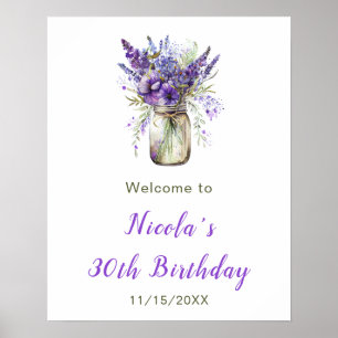 Affiche Bienvenue à Lavender Mason Jar