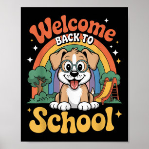 Affiche Bienvenue à l'école Chien mignon Enfants Premier j