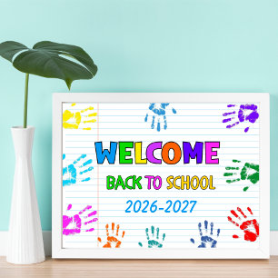 Affiche Bienvenue à l'école, premier jour d'école 