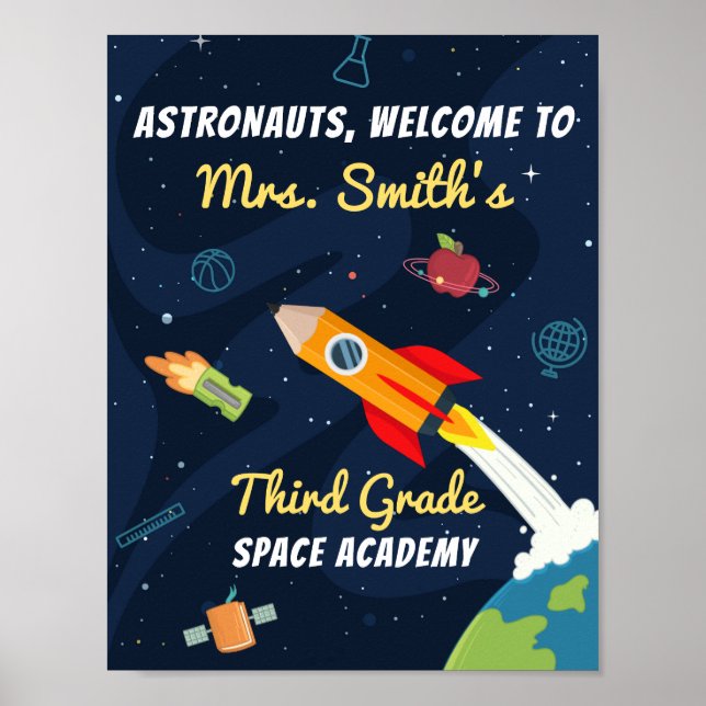 Affiche Bienvenue à l'enseigne de l'école spatiale de la c (Devant)