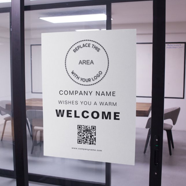Affiche Bienvenue à l'entreprise Votre logo QR Code Blanc (Créateur téléchargé)