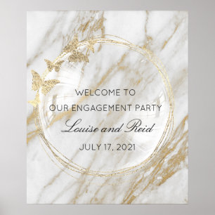 Affiche Bienvenue À Mariage Fiançailles Golden Frame