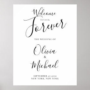 Affiche Bienvenue À Notre Élégant Symbole De Mariage
