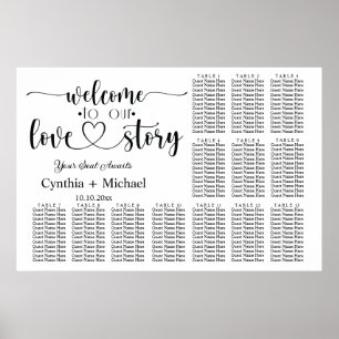 Affiche Bienvenue à notre Love Story 13 Table Mariage assi