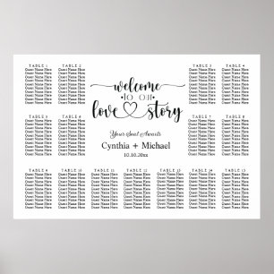 Affiche Bienvenue à notre Love Story 15 Table Mariage assi