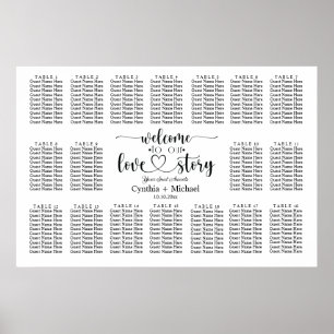 Affiche Bienvenue à notre Love Story 18 Table Mariage Seat
