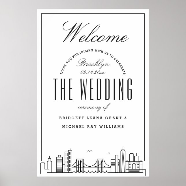 Affiche Bienvenue à notre mariage à Brooklyn ! (Devant)