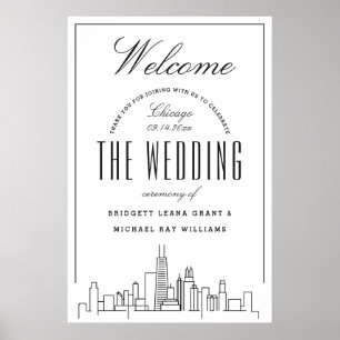 Affiche Bienvenue à notre Mariage de Chicago !