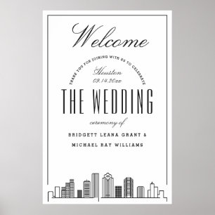 Affiche Bienvenue à notre Mariage de Houston !