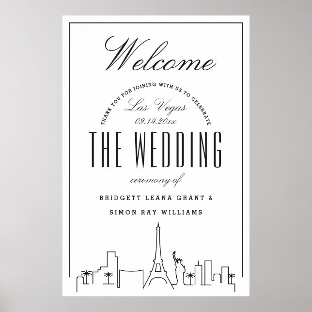 Affiche Bienvenue à notre Mariage de Las Vegas ! (Devant)