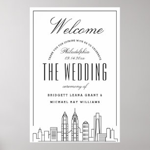 Affiche Bienvenue à notre Mariage de Philadelphie !