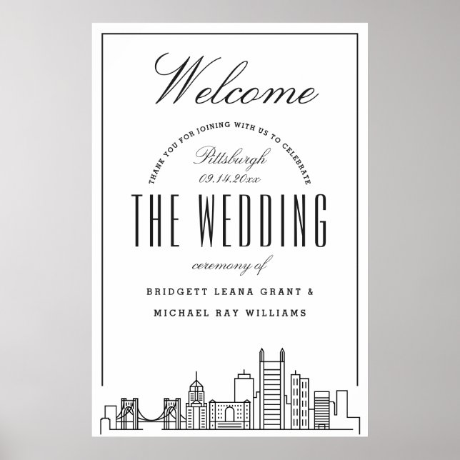 Affiche Bienvenue à notre Mariage de Pittsburgh ! (Devant)
