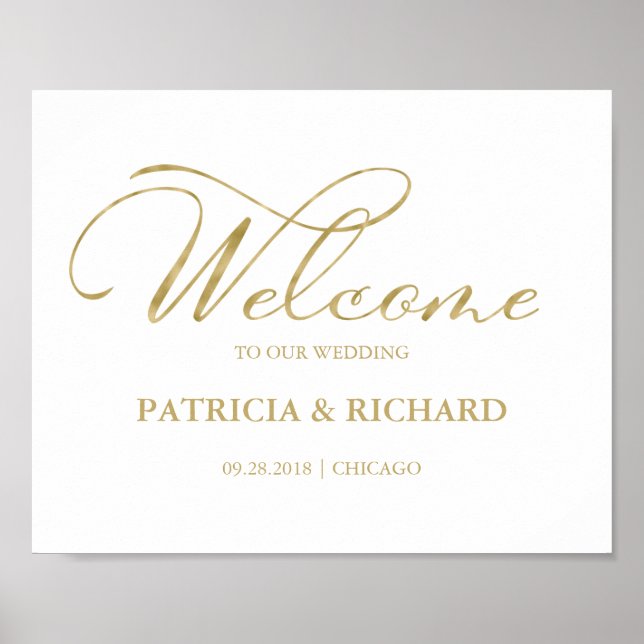 Affiche Bienvenue à notre mariage Élégant panneau avec feu (Devant)