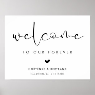 Affiche Bienvenue à notre mariage Forever Elegant