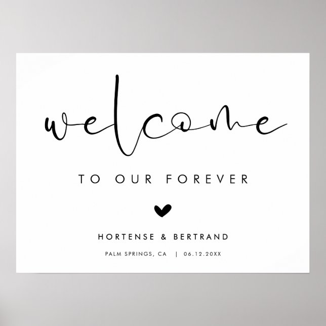 Affiche Bienvenue à notre mariage Forever Elegant (Devant)