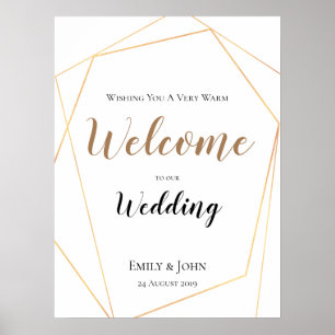Affiche Bienvenue à notre Mariage Gold Geometry