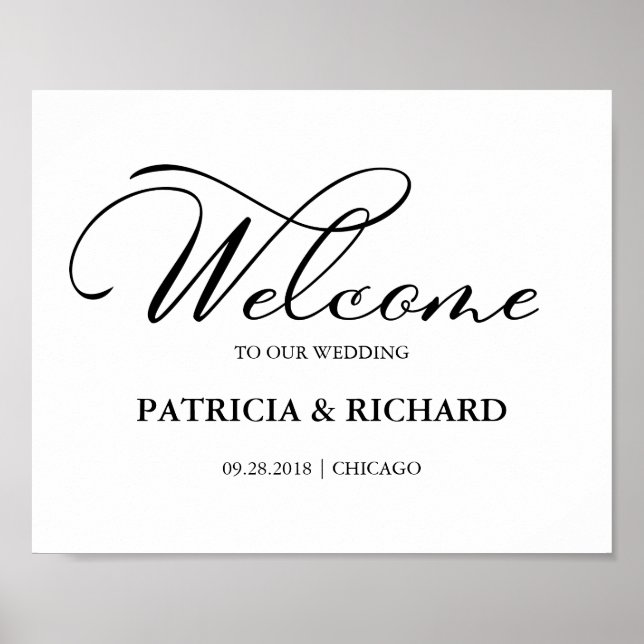 Affiche Bienvenue à notre mariage Panneau de calligraphie  (Devant)