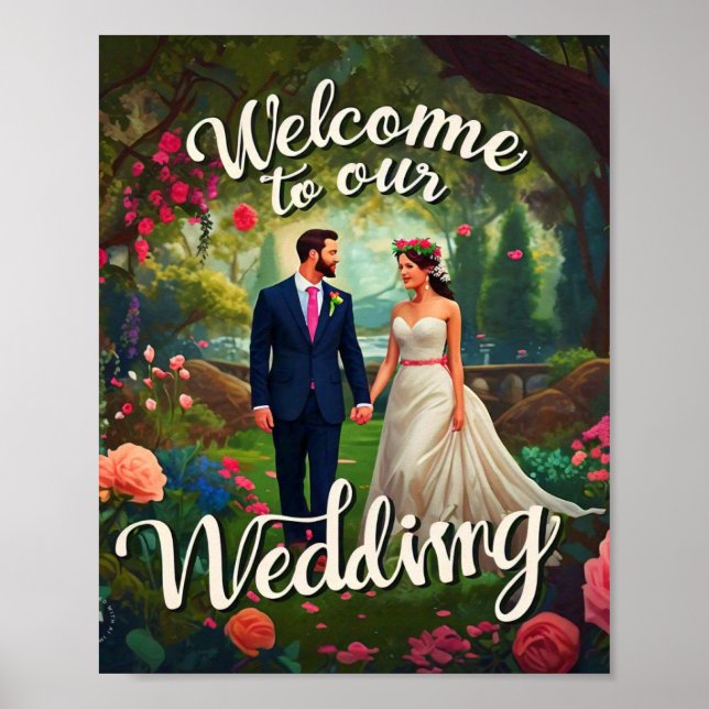 Affiche "Bienvenue à notre Mariage" Signes (Devant)