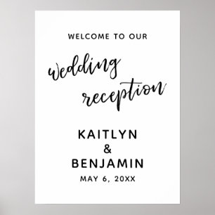 Affiche Bienvenue à notre panneau de réception de mariage