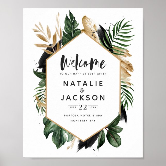 Affiche Bienvenue à notre tropical mariage (Devant)