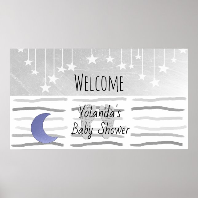 Affiche Bienvenue à Stars and Moon Baby shower Personnalis (Devant)