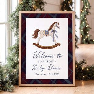 Affiche Bienvenue à une Baby Shower Cheval à Bascule Vinta