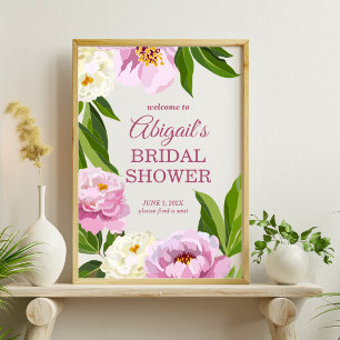 Affiche Bienvenue à une Baby Shower de Fleurs Modernes pou