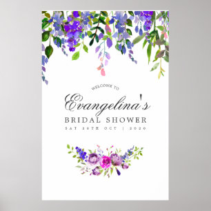 Affiche Bienvenue à une Baby Shower de mariage aux aquarel