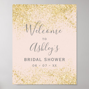 Affiche Bienvenue à une baby shower de mariage rose poudré