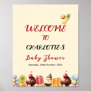 Affiche Bienvenue à une Baby Shower douce et colorée