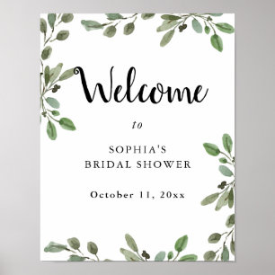 Affiche Bienvenue à une Baby Shower Florale   Aquarelle Si
