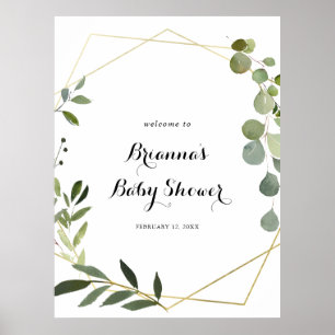 Affiche Bienvenue à une baby shower Géométrique Or Tropica