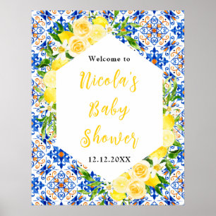Affiche Bienvenue à une Baby Shower Méditerranéenne sur le